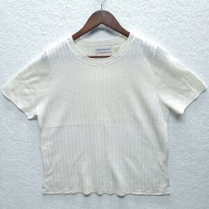 Alfred Dunner Women's Knit Top Size Small Cottage Core Crochet Accent